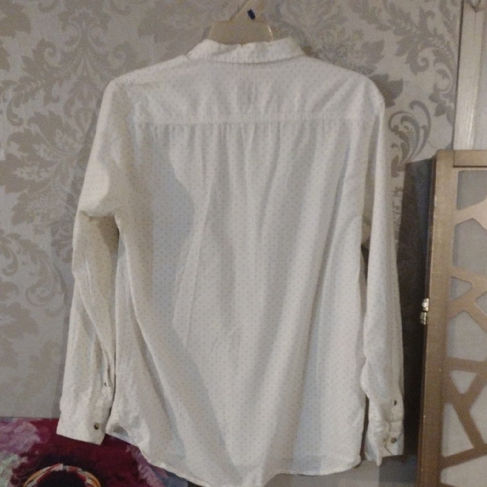 Wrangler Gray and White Casual Button Down Shirt Relaxed Fit - Picture 3 of 6